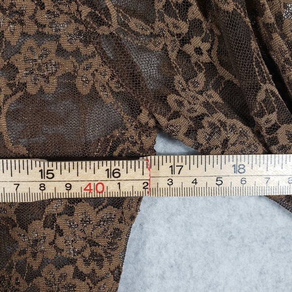 Vintage Sheer Lace Blouse Brown Beige Floral Button-Up M Romantic Soft Academia - Picture 6 of 8